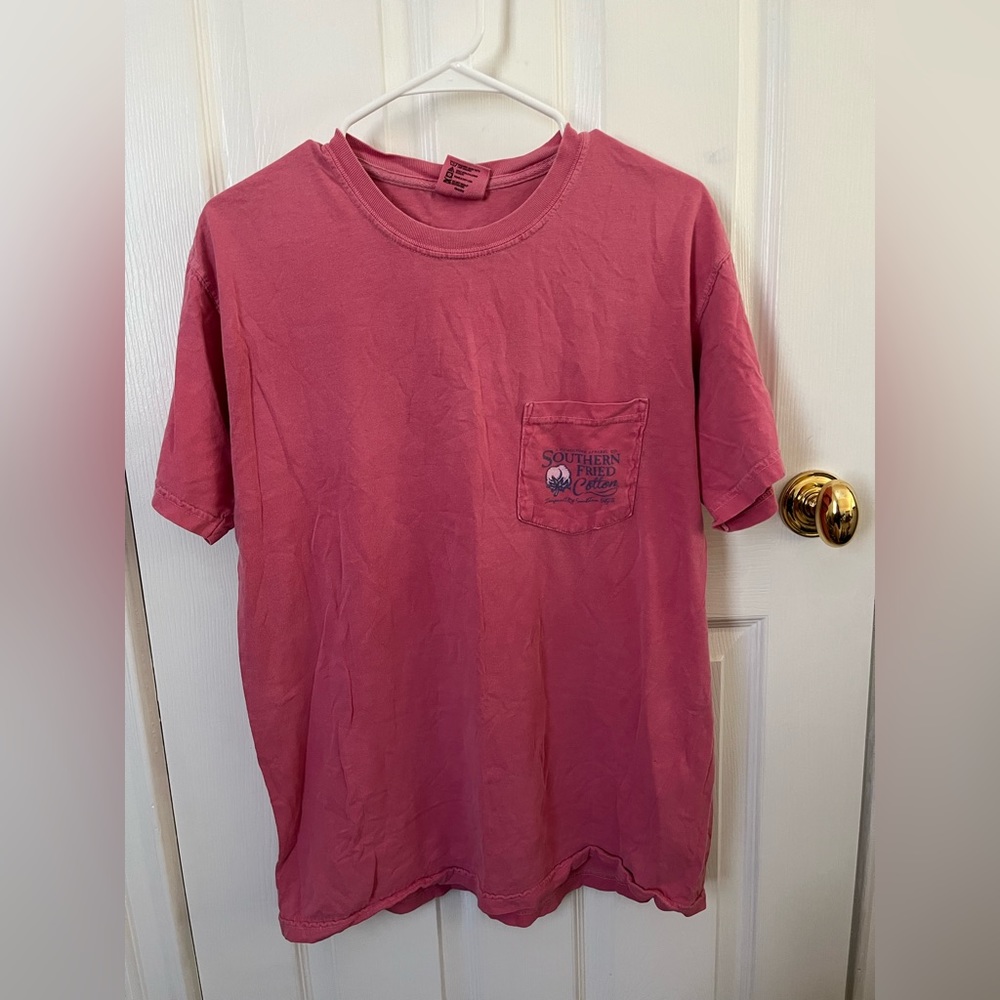 womens southern fried cotton pink comfort colors tshirt